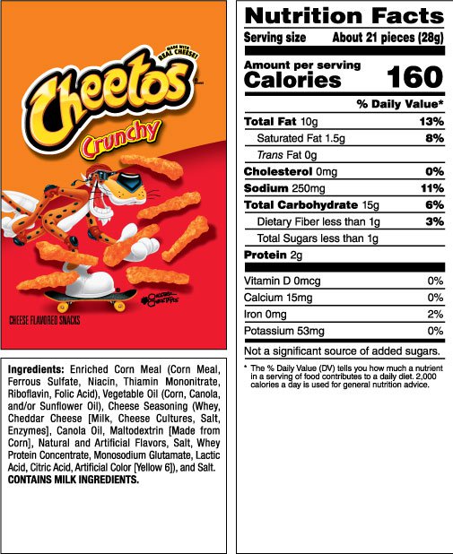 cheetos nutritional facts