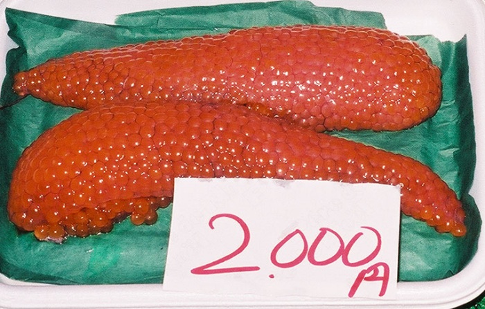 Salmon roe at the Shiogama seafood market in Japan