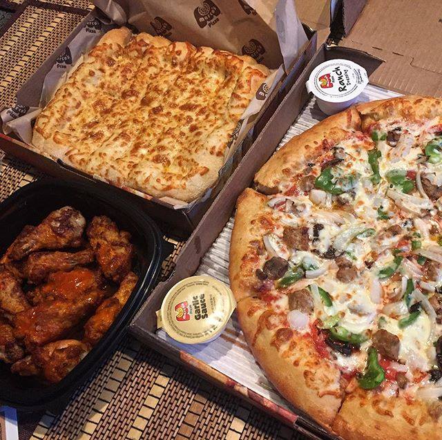 marco's pizza meal with wings, pizza, and breadsticks